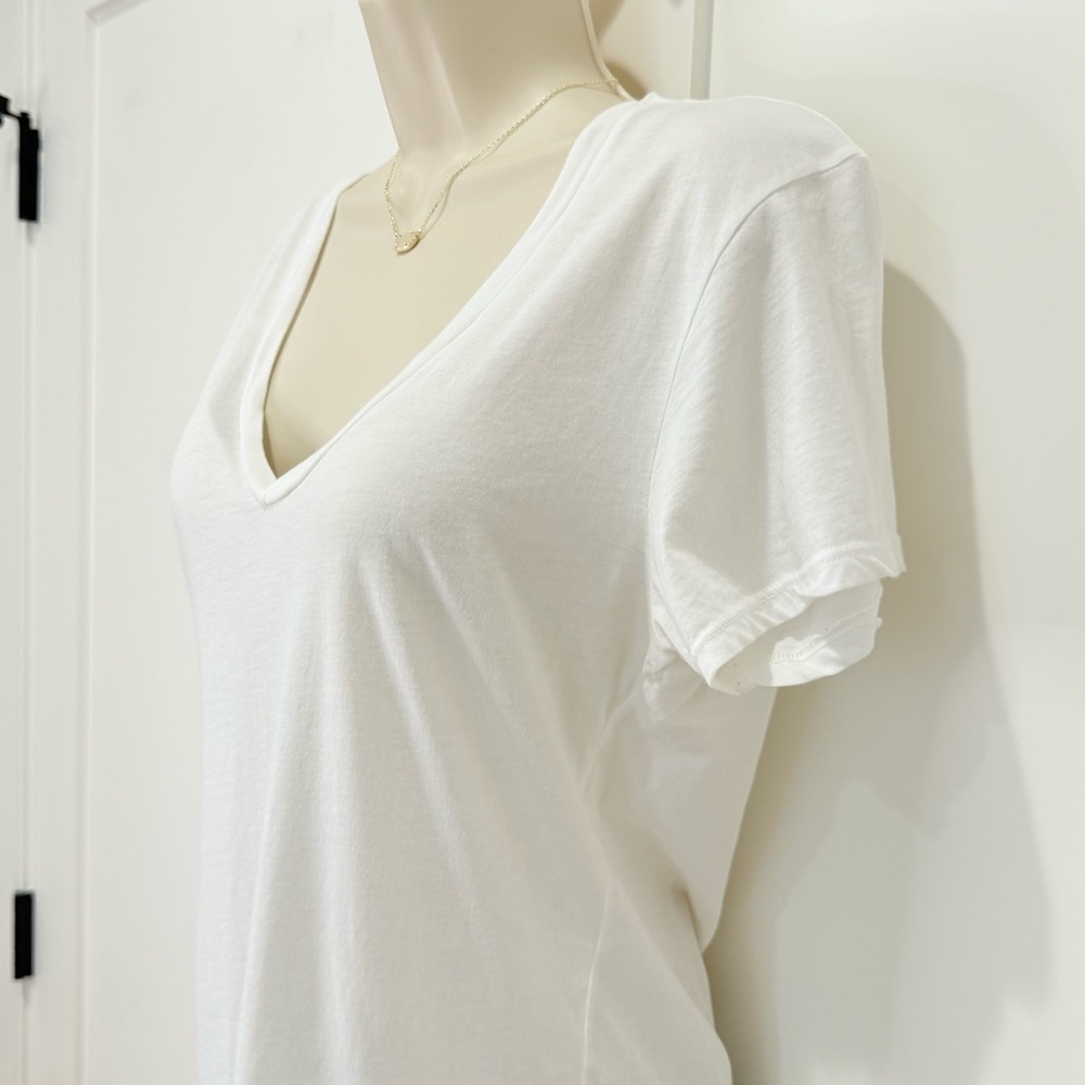Nili Lotan White V-Neck Short Sleeve Tee - Picture 8 of 11